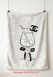 Chanel Style Cocktail Glass Flannel Throw Blanket IMG_7367